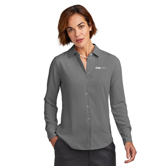 WOMEN'S Brooks Brothers Full-Button Satin Blouse - BB18007 - LS