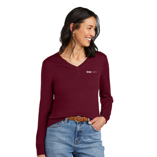 WOMEN'S Brooks Brothers Washable Merino V-Neck Sweater - BB18411 - LS