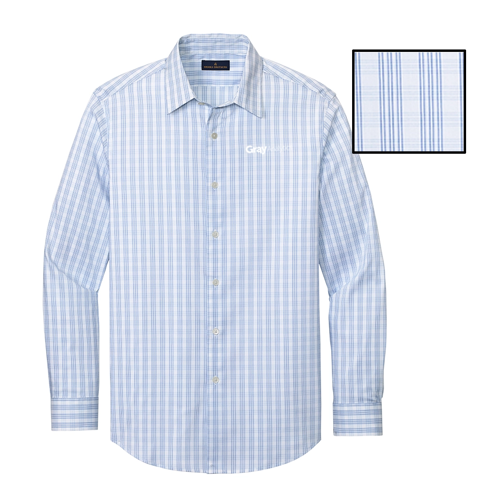 MEN'S Brooks Brothers® Tech Stretch Patterned Shirt - BB18006 - LS