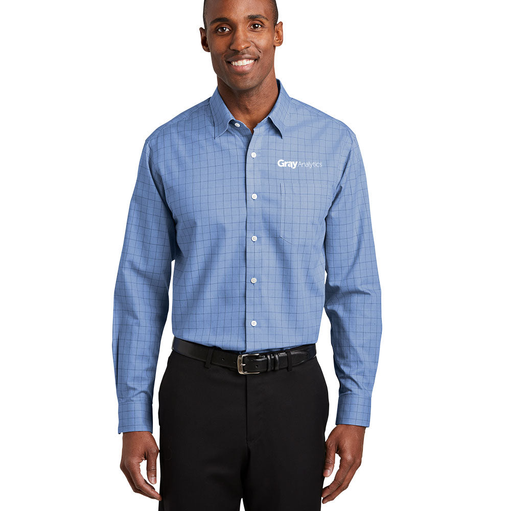 MEN'S Red House® Windowpane Plaid Non-Iron Shirt TALL - TLRH370 - LS
