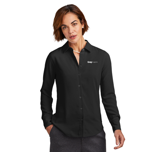 WOMEN'S Brooks Brothers Full-Button Satin Blouse - BB18007 - LS