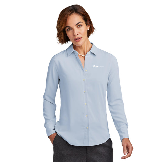 WOMEN'S Brooks Brothers Full-Button Satin Blouse - BB18007 - LS