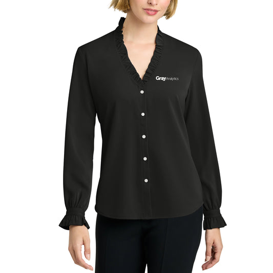 WOMEN'S Brooks Brothers® Long Sleeve Ruffle Collar Blouse - BB18011 - AO
