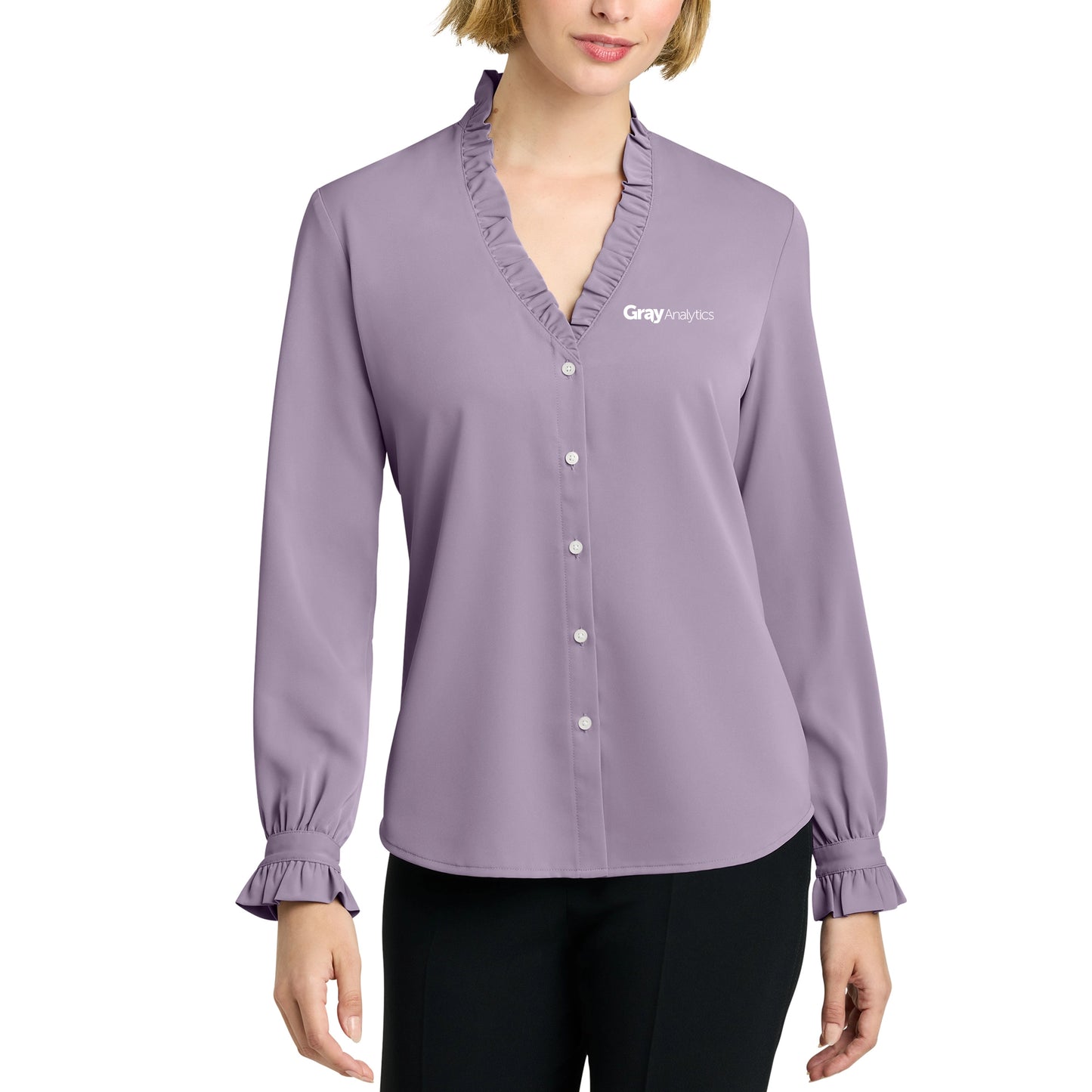 WOMEN'S Brooks Brothers® Long Sleeve Ruffle Collar Blouse - BB18011 - AO