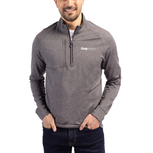 MEN'S Cutter & Buck Adapt Eco Knit Heather Quarter Zip Pullover (TALL) - BCK01086 - LS