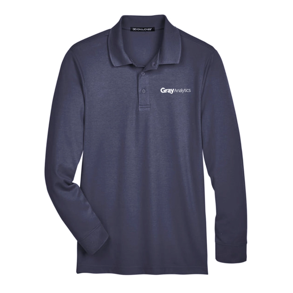 MEN'S Devon & Jones CrownLux Performance™ Plaited Long Sleeve Polo - DG20L - LS