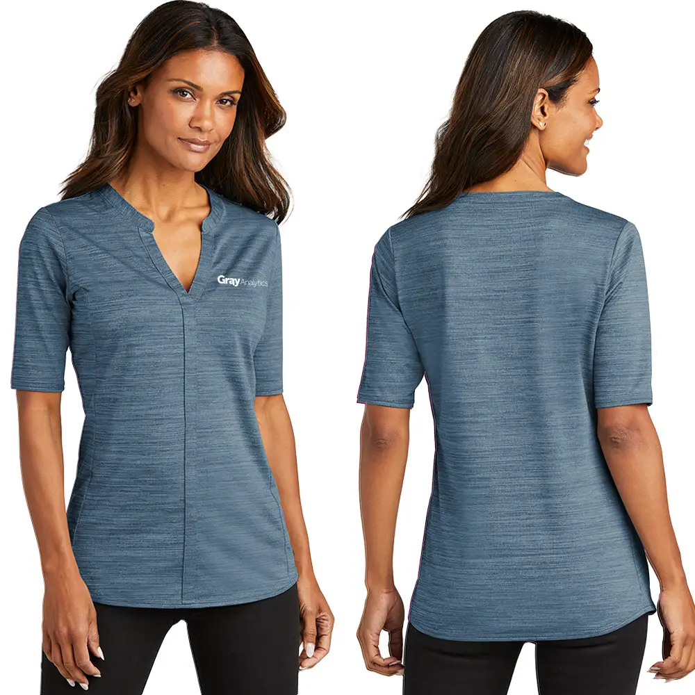 WOMEN'S  Port Authority  Stretch Heather Open Neck Top - LK583 - LS