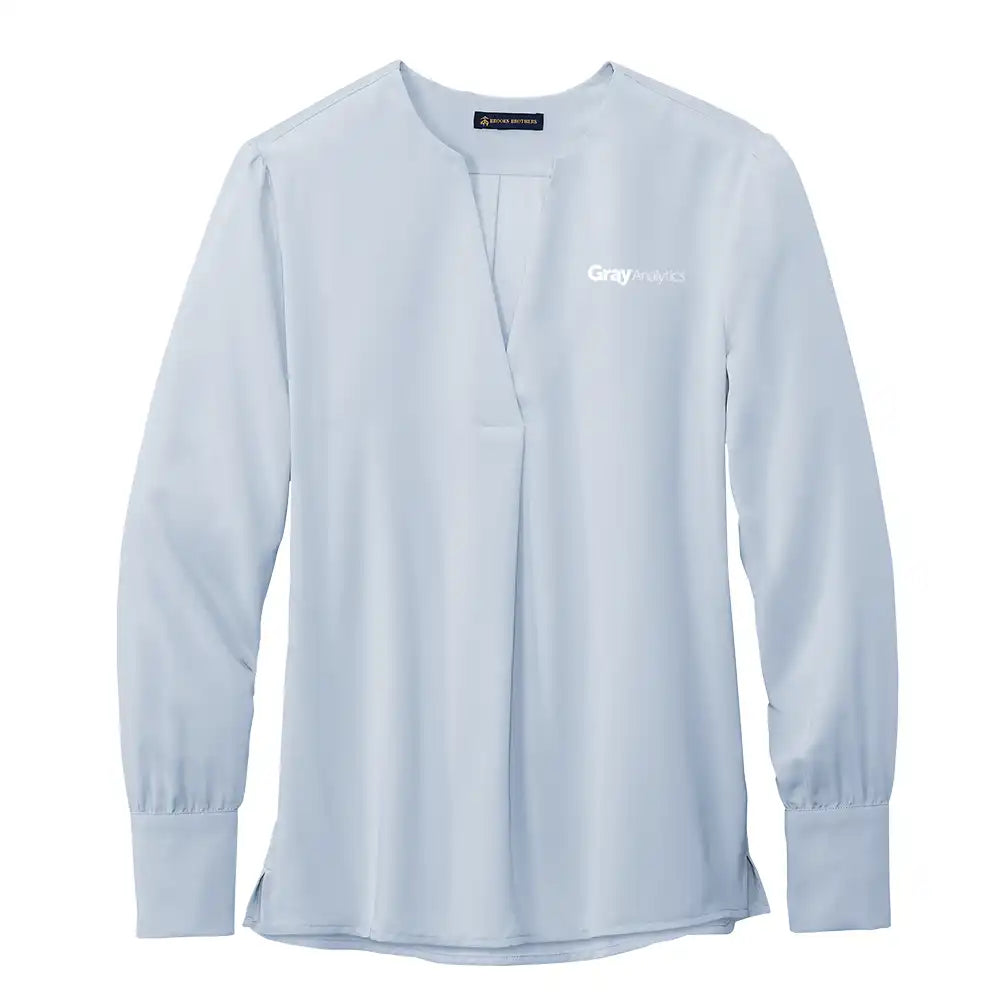 WOMEN'S Brooks Brothers® Women’s Open-Neck Satin Blouse - BB18009 - LS