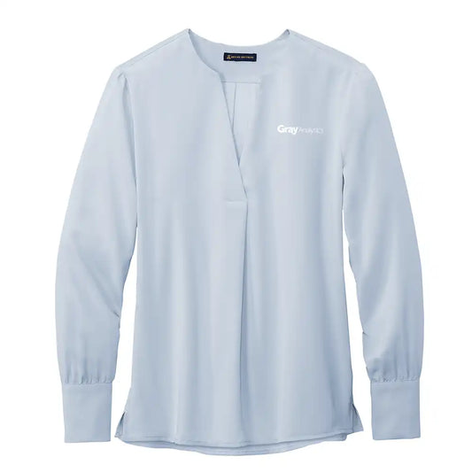 WOMEN'S Brooks Brothers® Women’s Open-Neck Satin Blouse - BB18009 - LS