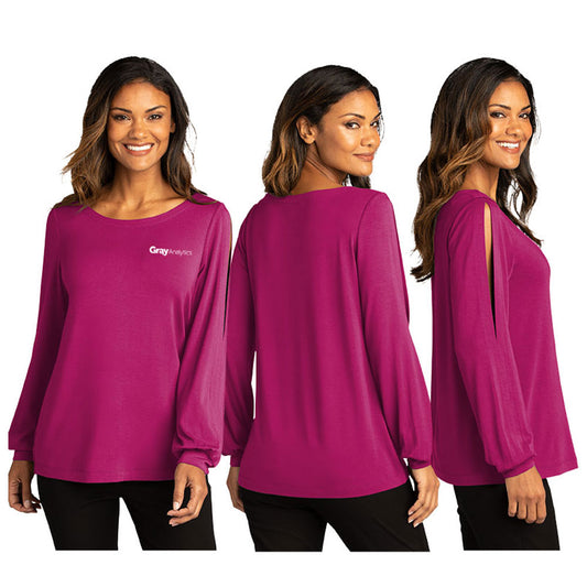 WOMEN'S  Luxe Knit Jewel Neck Top - LK5600 - LS