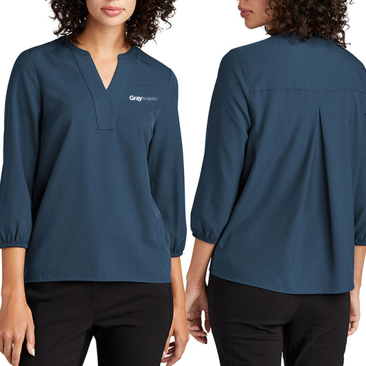 WOMEN'S Mercer + Mettle Ladies Stretch Crepe 3/4-Sleeve Blouse - MM2011 - LS