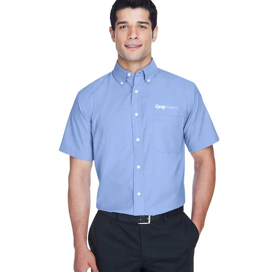 MEN'S Harriton Short-Sleeve Oxford with Stain-Release - Includes TALL - M600S - LS